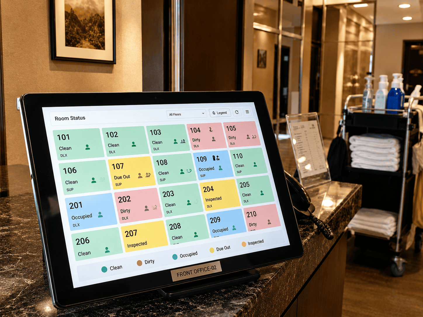 Live resort housekeeping and room-status management
